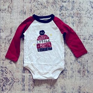 Coolest Little Bro Red and White Onesie